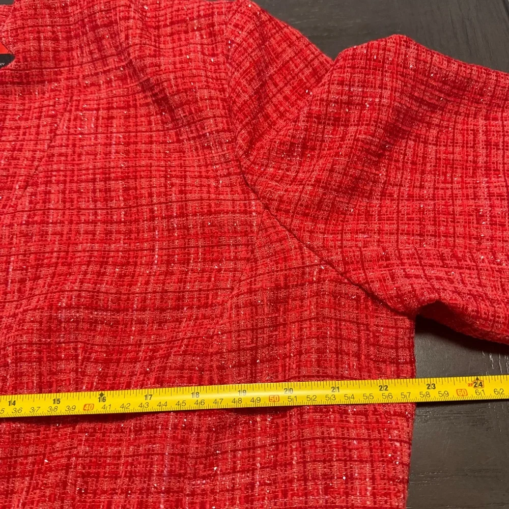 New York&Company Women's Tweed Red Blazer Holiday ‎ Size XL